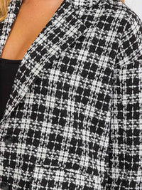 WOMEN'S LONG SLEEVE BUTTON CLOSURE FRONT POCKETS PLAID JACKET