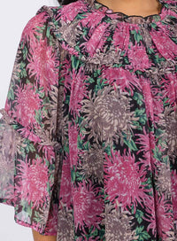 WOMEN'S SHORT SLEEVE FLORAL TUNIC MINI DRESS