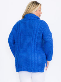 PLUS SIZE LONG SLEEVES PULLOVER TURTLE NECK SWEATER