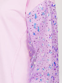 WOMEN'S LONG SEQUINS SLEEVES PULLOVER HIGH-LOW SWEATER