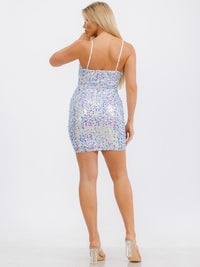 WOMEN'S SLEEVELESS BODYCON SEQUINS MINI DRESS