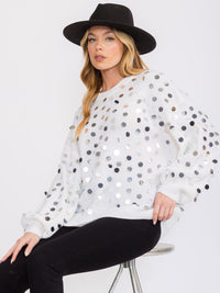 WOMEN'S LONG SLEEVES PULLOVER KNIT SEQUINS SWEATER