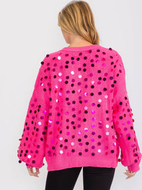 WOMEN'S LONG SLEEVES PULLOVER KNIT SEQUINS SWEATER