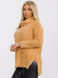 WOMEN'S LONG SLEEVE TURTLE NECK PULLOVER SWEATER