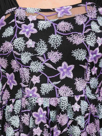 WOMEN'S SLEEVELESS EMBROIDERY FLORAL PRINT MIDI DRESS
