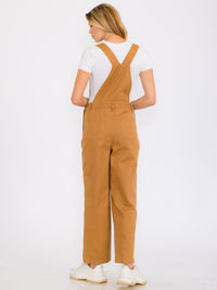 WOMEN'S SLEEVELESS POCKETS WIDE LEG DENIM OVERALL