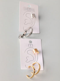FASHION GOLD & SILVER 3 PAIR SET EARRINGS