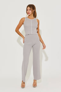 WOMEN'S SLEEVELESS TANK TOP & ELASTIC WAIST PANTS RIBBED 2PC. SET