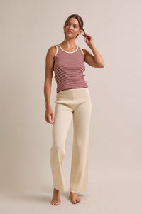WOMEN'S SLEEVELESS TANK TOP & ELASTIC WAIST WIDE LEG PANTS COLORBLOCK 2PC. SET