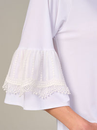 WOMEN'S SHORT RUFFLE SLEEVE TUNIC BLOUSE