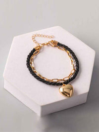 FASHION ASSORTED COLORS HEART PENDANT BRACELET