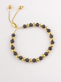 FASHION STAINLESS STEEL BLACK & GOLD PEARL BRACELET