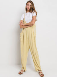 WOMEN'S SLEEVELESS V-NECK FRONT POCKET STRAIGHT LEG JUMPSUIT
