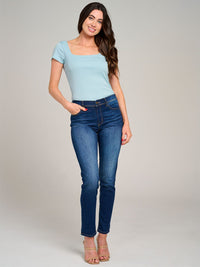 WOMEN'S SHORT SLEEVE SQUARE NECK RIBBED BODYSUIT