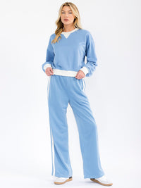 WOMEN'S LONG SLEEVE SWEATER & WIDE LEG PANTS COLORBLOCK 2PC. SET