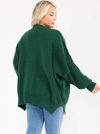 PLUS SIZE LONG SLEEVE RIBBED PULLOVER BLOUSE