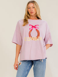 WOMEN'S SHORT SLEEVE COWGIRL GRAPHIC TOP