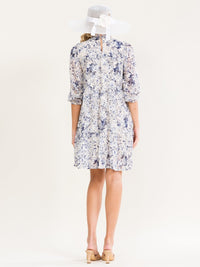 WOMEN'S SHORT SLEEVE SMOCK TUNIC FLORAL PRINT MINI DRESS