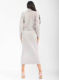 WOMEN'S LONG SLEEVE TOP & ELASTIC WAIST MAXI SKIRT RIBBED 2PC. SET