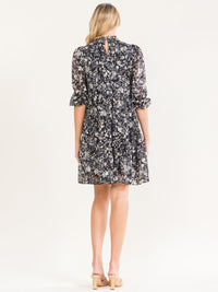 WOMEN'S SHORT SLEEVE SMOCK TUNIC FLORAL PRINT MINI DRESS