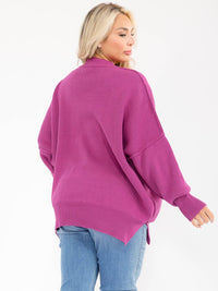PLUS SIZE LONG SLEEVE RIBBED PULLOVER BLOUSE