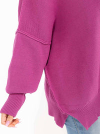 PLUS SIZE LONG SLEEVE RIBBED PULLOVER BLOUSE