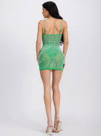 WOMEN'S SLEEVELESS V-NECK STUDS BODYCON MINI DRESS