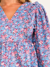 ENTRO WOMEN'S LONG SLEEVE V-NECK FLORAL PRINT BLOUSE