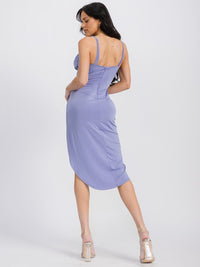 WOMEN'S SLEEVELESS V-NECK HIGH-LOW BODYCON MIDI DRESS