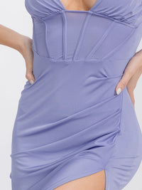 WOMEN'S SLEEVELESS V-NECK HIGH-LOW BODYCON MIDI DRESS
