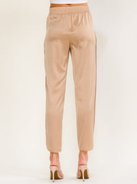 WOMEN'S ELASTIC WAIST FRONT POCKETS SKINNY LEG PANTS