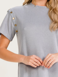 WOMEN'S SHORT REMOVABLE SLEEVES RIBBED SWEATER MIDI DRESS
