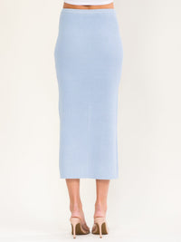 WOMEN'S ELASTIC WAIST FRONT SLIT POCKETS KNIT MAXI SKIRT