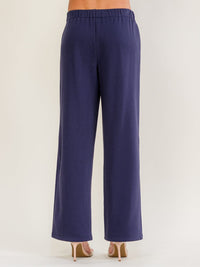 WOMEN'S ELASTIC WAIST FRONT POCKETS USA FLAG EMBROIDERY WIDE LEG PANTS