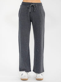 WOMEN'S ELASTIC WAIST FRONT POCKETS WIDE LEG PANTS