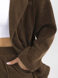 WOMEN'S LONG SLEEVE CARDIGAN & ELASTIC WAIST CORDUROY 2PC. SET