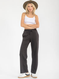 WOMEN'S ELASTIC WAIST FRONT POCKETS WIDE LEG PANTS