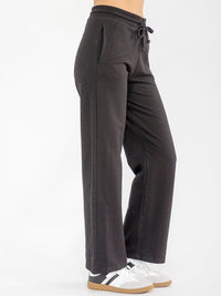 WOMEN'S ELASTIC WAIST FRONT POCKETS WIDE LEG PANTS