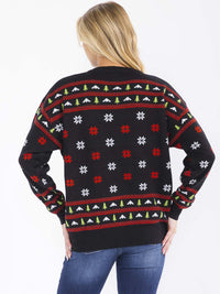 WOMEN'S LONG SLEEVE CHRISTMAS GRAPHIC PULLOVER SWEATER