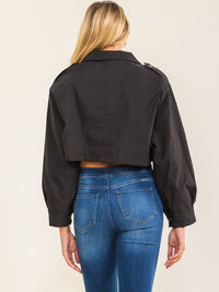 WOMEN'S LONG SLEEVE BUTTON UP CROP JACKET