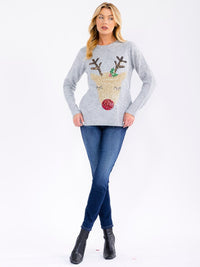 WOMEN'S LONG SLEEVE CHRISTMAS GRAPHIC PULLOVER SWEATER