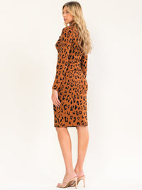 WOMEN'S ELASTIC WAIST ANIMAL PRINT MIDI SKIRT