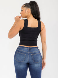 WOMEN'S SLEEVELESS SQUARE NECK BANDAGE TANK TOP