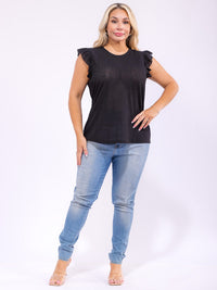 PLUS SIZE SLEEVELESS RUFFLE DETAILED TANK TOP