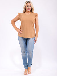 PLUS SIZE SLEEVELESS RUFFLE DETAILED TANK TOP