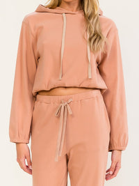 WOMEN'S LONG SLEEVE HOODED SWEATER & ELASTIC WAIST POCKETS PANTS 2PC. SET