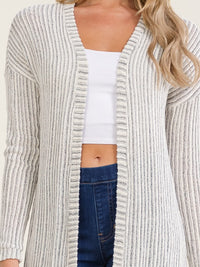 WOMEN'S LONG SLEEVE OPEN FRONT COLORBLOCK STRIPES CARDIGAN