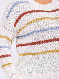 PLUS SIZE LONG SLEEVE COLORBLOCK STRIPES KNIT PULLOVER SWEATER