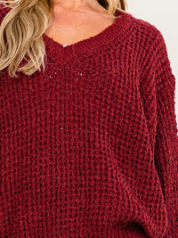 WOMEN'S LONG SLEEVE V-NECK KNIT PULLOVER SWEATER