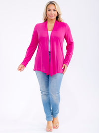 PLUS SIZE LONG SLEEVE OPEN FRONT SOLID CARDIGAN